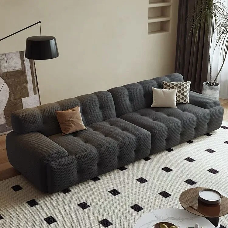 ATUNUS Italian 5D Elastic Fabric In-line Nordic Square Sofa Single Wabi-sabi Net Red Wave Three Person Living Room Sofa