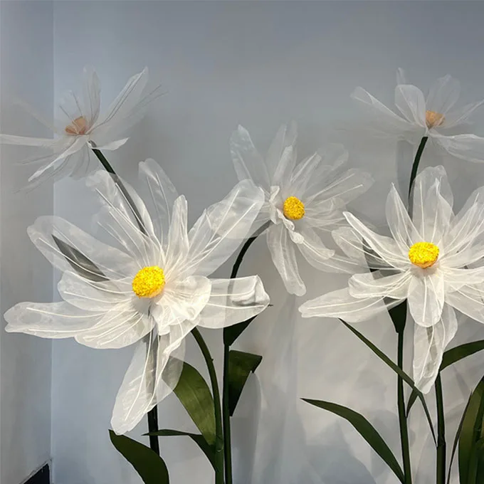 3pcs Set Opening and Closing Flowers Wholesale Simulation Giant Crumpled Paper Romantic Small daisy  Wedding Scene Stage Layout