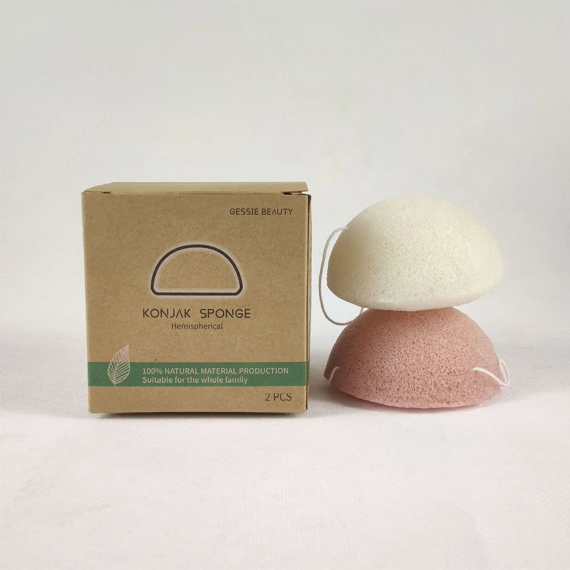 2Pack 4Pack 100% Natural Facial Exfoliating Skin Care Private Label Organic Konjac Sponge With Box