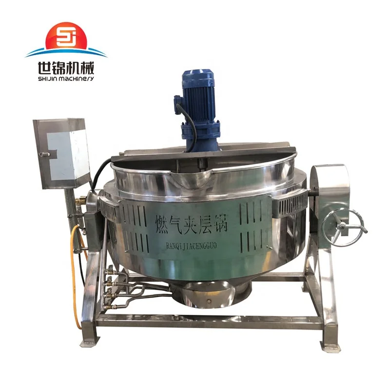 Industrial lpg steam electric heating tiltable ss cook jacketed kettle sugar hard candy with stirrer boiler