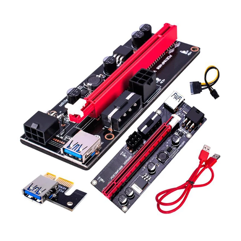  PCI-E карта расширения 009s Экспресс 1X 4x 8x 16x расширитель PCI E USB Райзер 009S адаптер SATA 15pin для майнинга