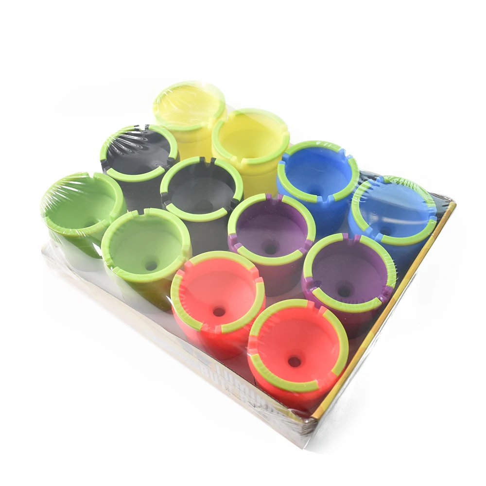 Portable Cheap Wholesale Colorful Cup Shaped Glow In The Dark Luminous Plastic Butt Bucket Car Ashtray