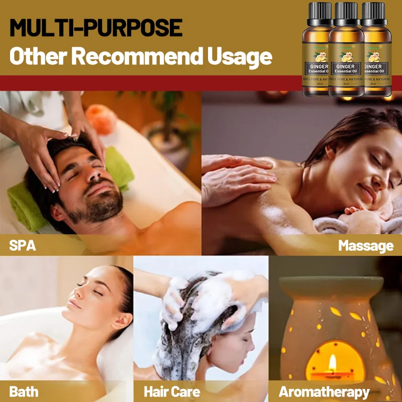 100% Pure Ginger Essential Oil For Spa Massage High Quality Private label 30ml Ginger Oil