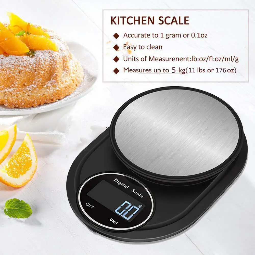 
Stainless Steel Kitchen Scale Electronic Weighing 5Kg/0.1g Household Kitchen Scale Food Mini Gram Scale Jewelry Said 