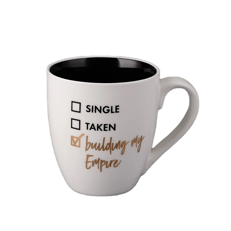 High quality 12 oz Curved Java Custom Personalized Coffee Ceramic Mugs with stamping logo