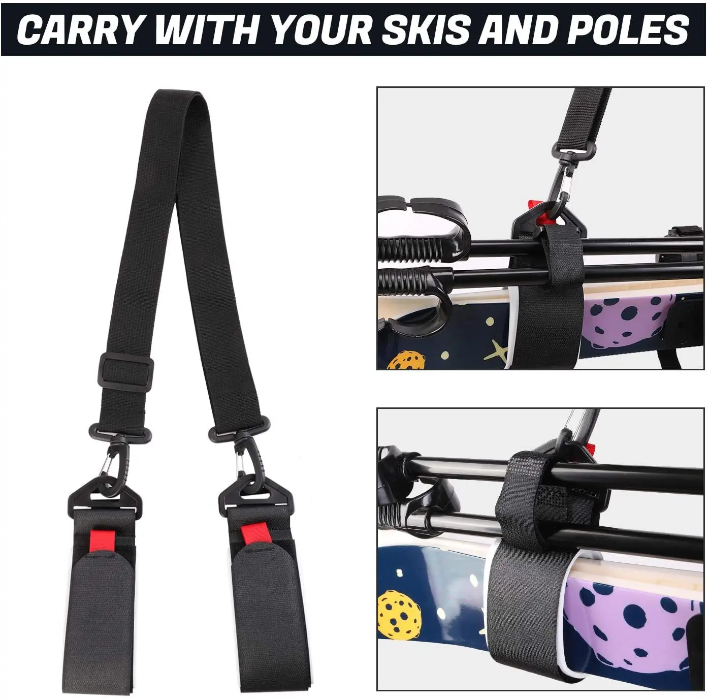 Alpine Ski Boots poles Carrier Straps Protects Skis from Scratches