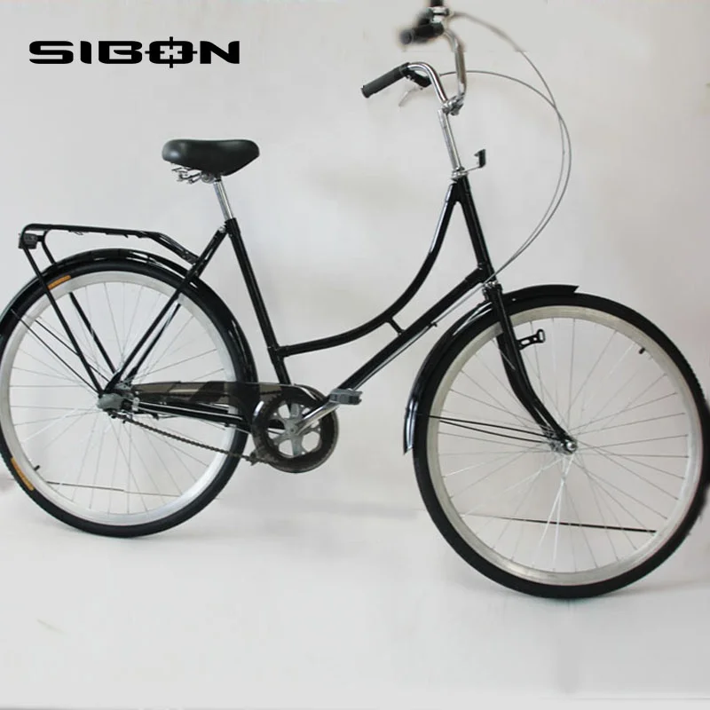 
SIBON B0250106 28 inch black nexus 3 speed city bike vintage men bike with rear carier LED light pump 