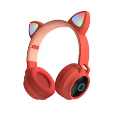 Lovely student girl cute cat ear earphones wireless Blue tooth cat ear gaming headset