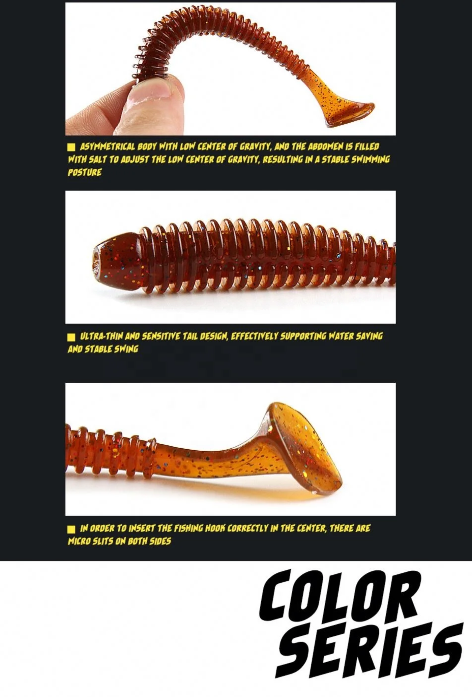 CASTSOON 63Mm 80Mm 97Mm Supercontinent Impact Ring Shad Fishing Lure Soft Plastics Baits Swimbait Jigging Artificial