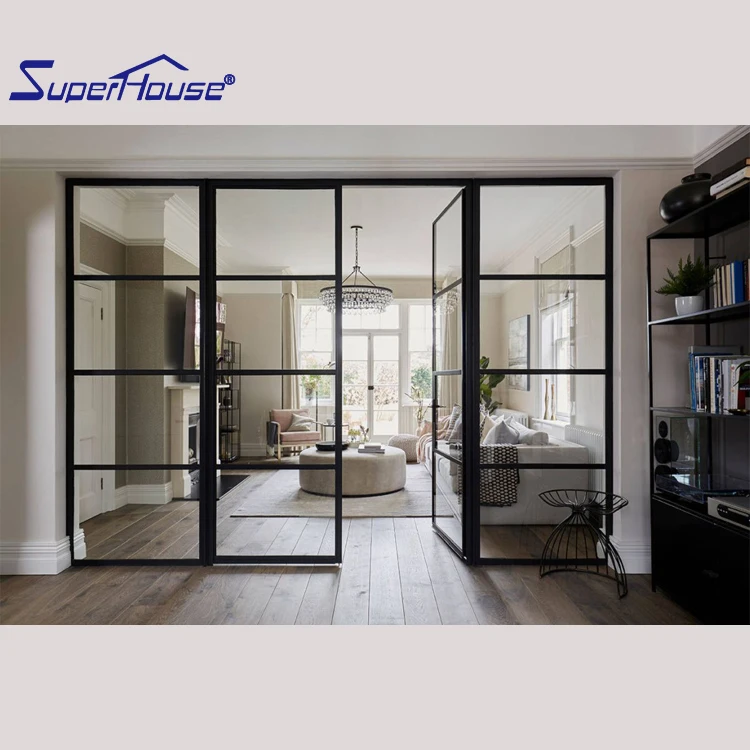 NFRC Mainly Export to American Aluminum Exterior Double Glass French Entry Door Swing Casement