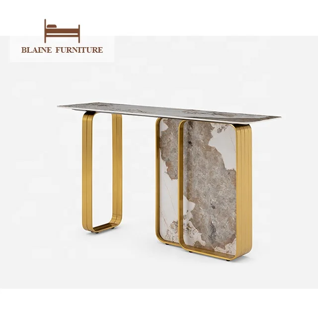 Modern Luxury Tables Porcelain Tile Console White Console Set For Living Room Furniture