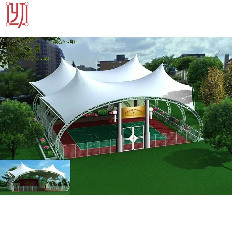 Ptfe tension membrane basketball court field tent Architectural Tensile Membrane Structure Canopy Tent For Tennis Court Roof