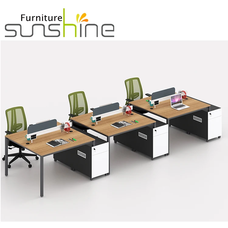 Wooden Conference Office Chair Open Office Modular Workstation Desk For 6 Person