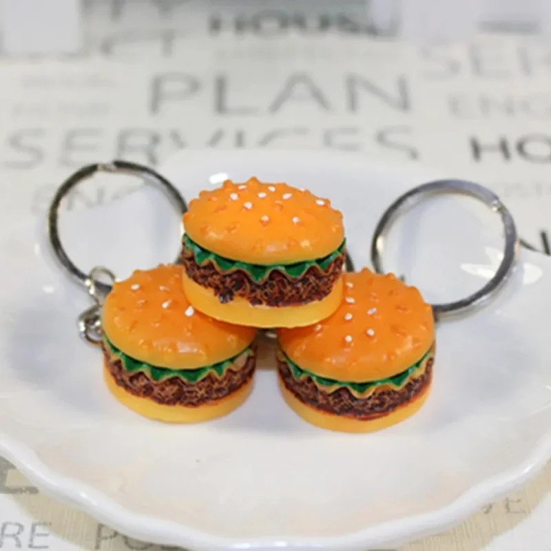 Burger keychain cartoon burger creative simulation food bread french fries holiday small gift online shop giveaway