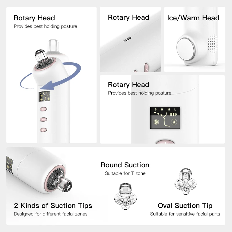 Multi-functional Beauty Instrument Hot and Cold Blackhead Remover Acne Pore Cleanser Vacuum Blackhead Remover