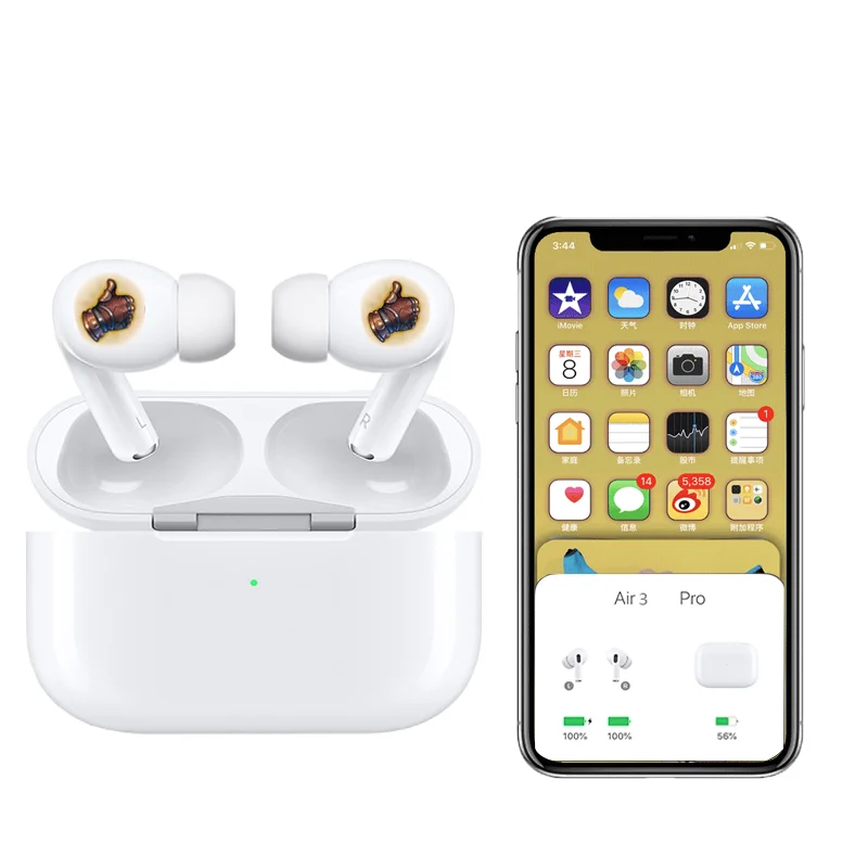 
2021 New Product AIR Third Generation Wireless Earphone Pro Customize Logo Fashion Earbuds With Charging Box 