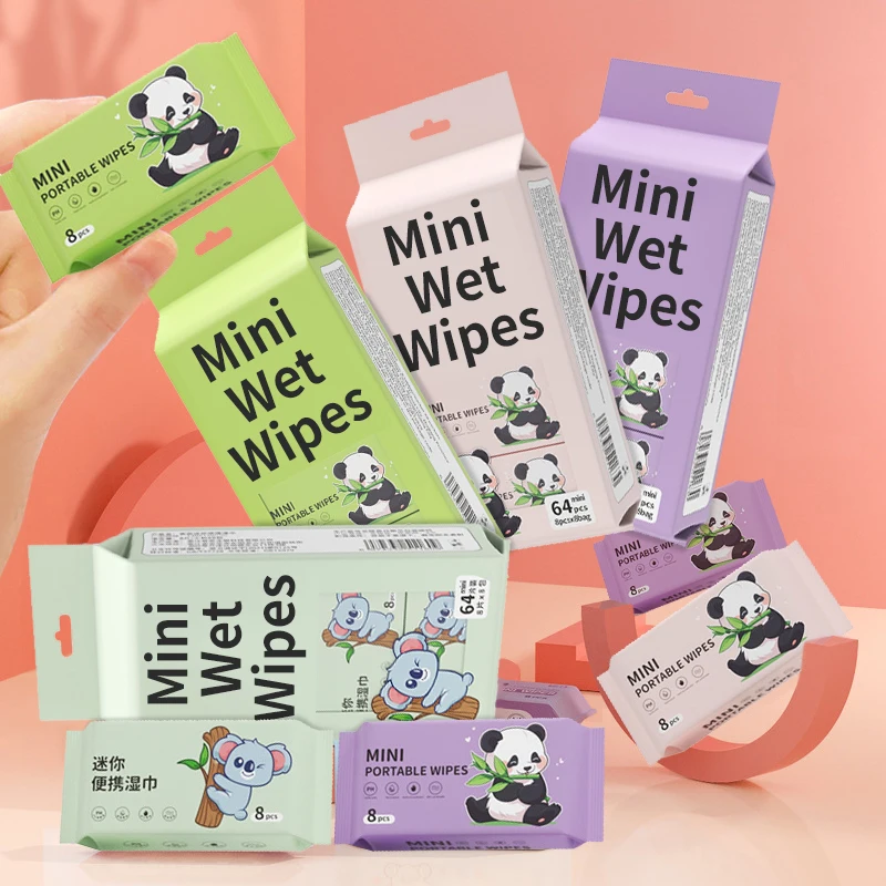 2024 New Arrivals  Mini Wet Wipes makine Packed Soft Baby Cleaning face Wet Tissue Wipes Non Woven custom mini wet wipes