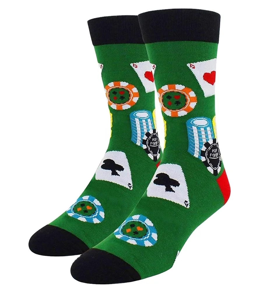 18525 мужские счастливые черные Джек игральные карты хлопковые носки с рисунком покерных карт для мужчин