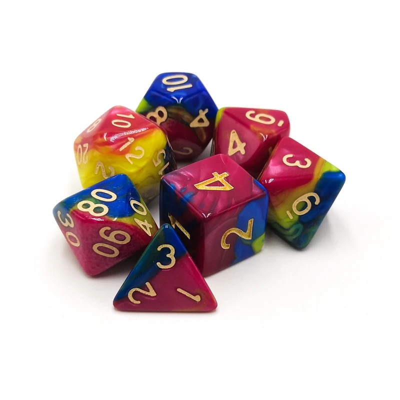 
Rainbow Color Polyhedral Dice Set 