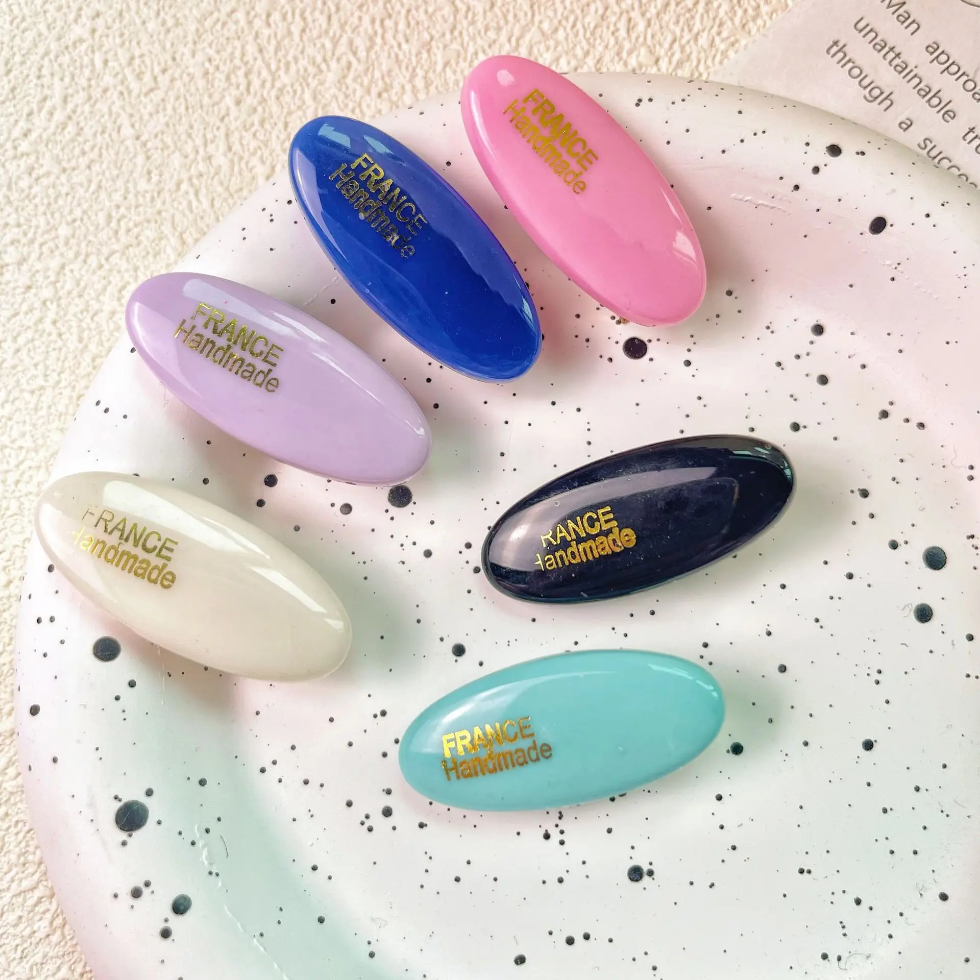 SAIYII LOW MOQ Oval Shape Acetate Kids Hairpins Handmade Hair Clip With Custom Logo