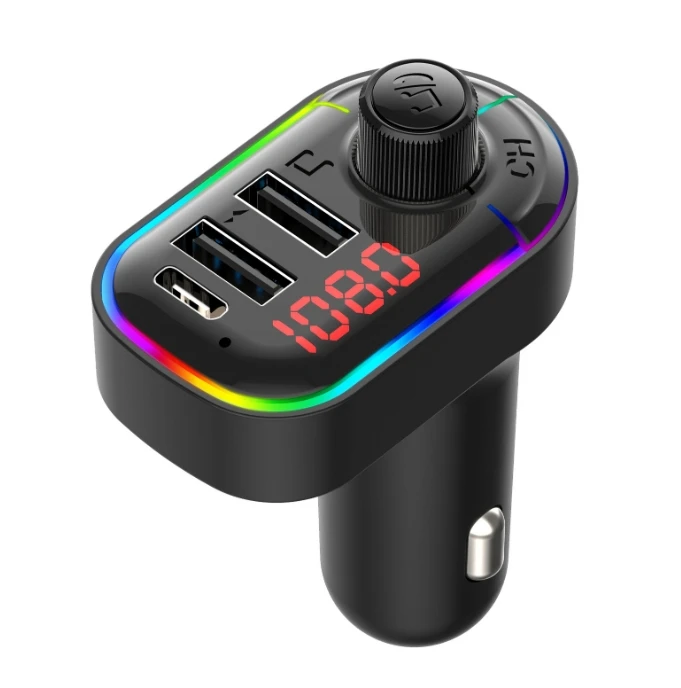 Новейшая атмосфера света USB Быстрая зарядка беспроводной громкой связи аудио приемник FM-передатчик многофункциональный