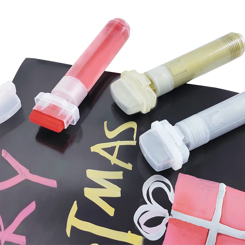KHY Non-toxic Jumbo Poster Liquid Wet Erasable Reversible Tips Chalk Set White Liquid Chalk Marker Pen Set