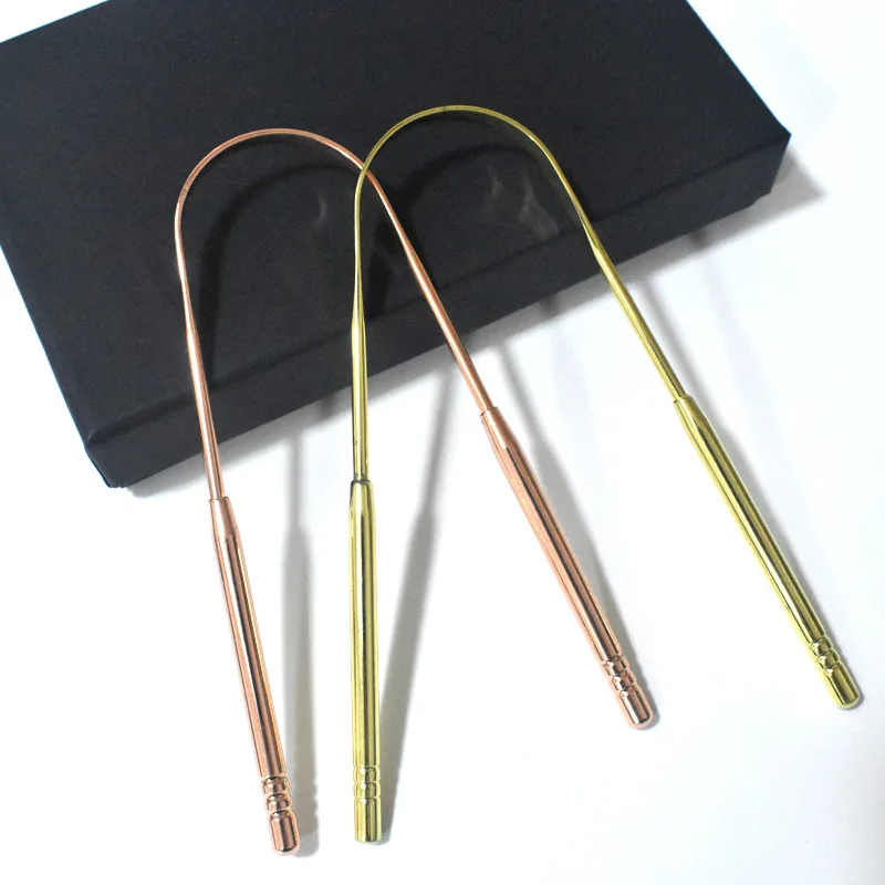 Hot Sale Stainless Steel  Gold/Rose Tongue Scraper Cleaner Scraper Copper