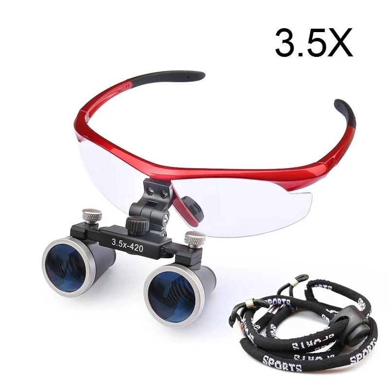 2.5/3.5x420 Headlight Headlamp 5W Dental Loupes Dental Magnifier Dental Lab Medical Loupes Magnification Binocular Set Metal box