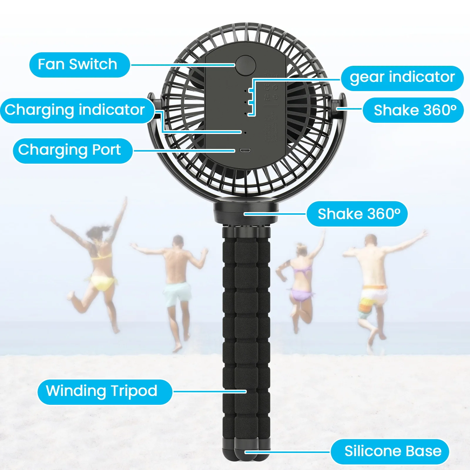 Hot Octopus Battery Operated Electric Fans Flexible Tripod Clip Rechargeable Portable Mini Usb Octopus Fan For Baby