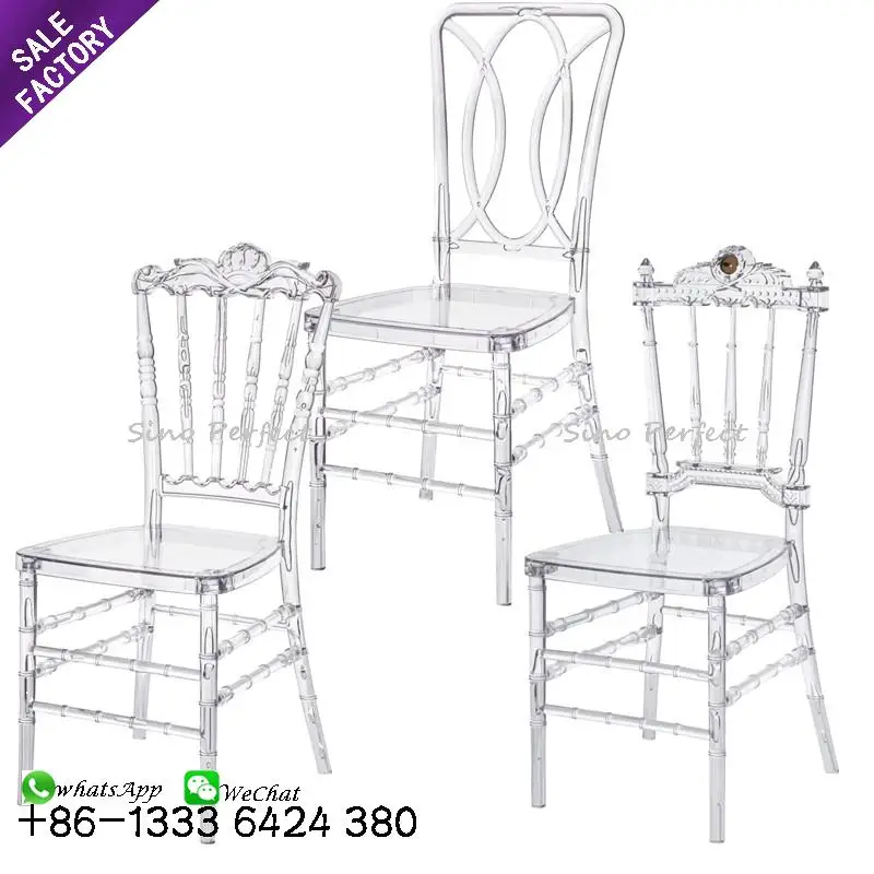 Stock resin crystal clear acrylic outdoor wedding chiavari phoenix chivari chairs