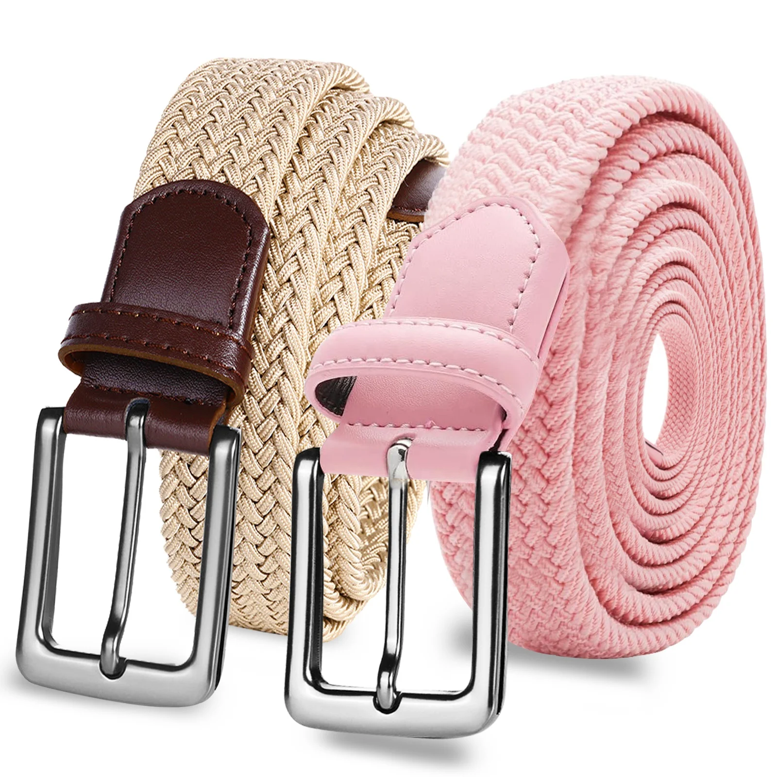 Wholesale Custom Logo Canvas Woven Belt No Hole Recycle Polyester Elastic Braided Golf Belt Colorful for High Quality