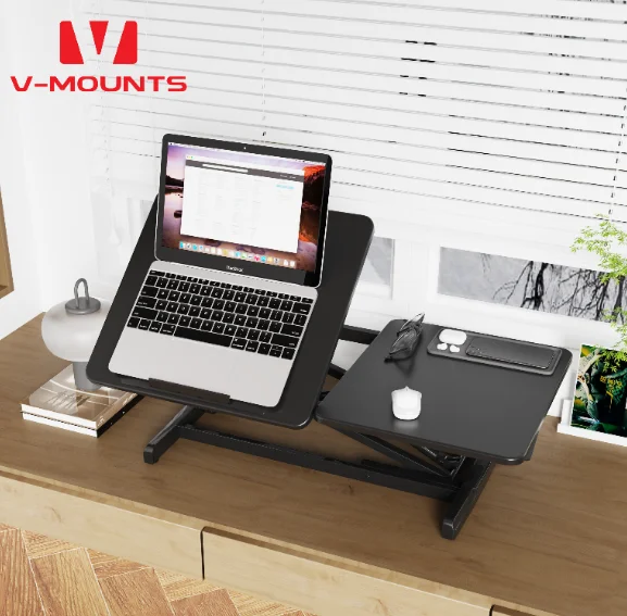 V-mounts Height Adjustable Standing Desk Riser Standing Desk Converter  Flip The Left Side Separately VM-GSD66HB
