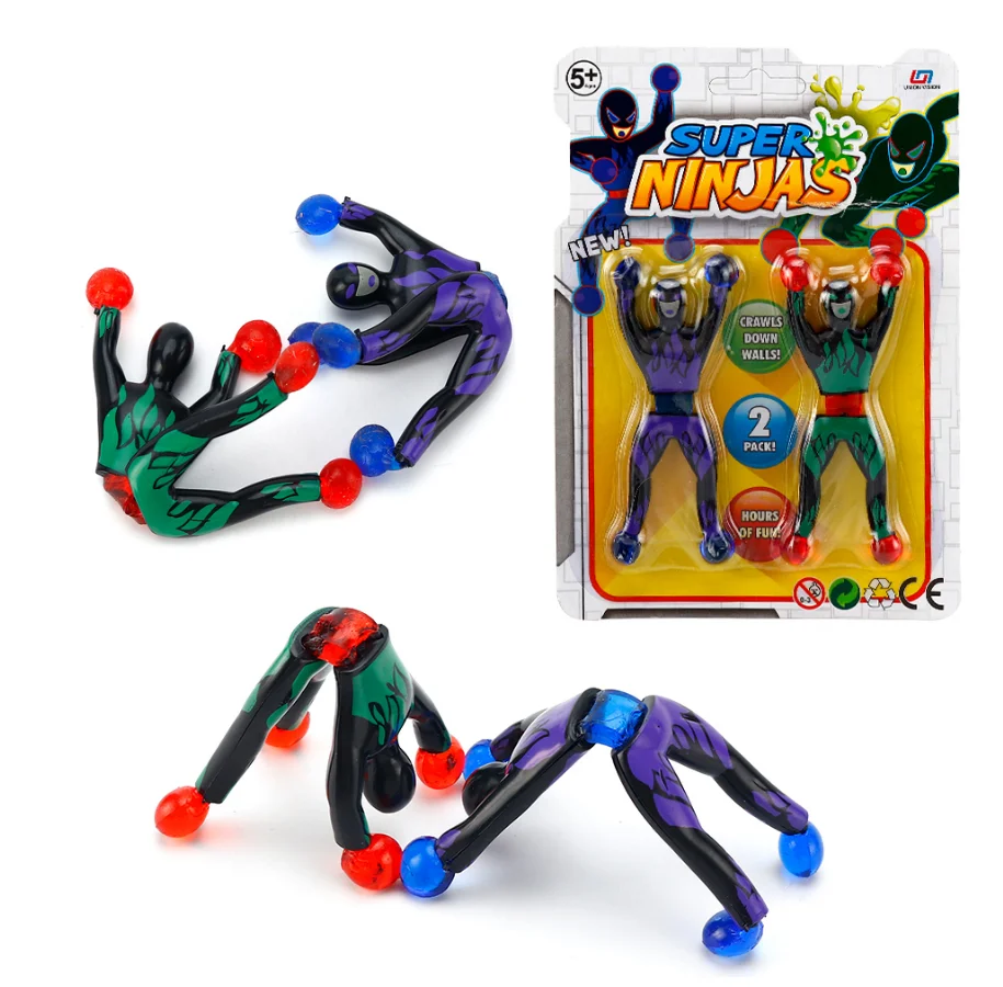 Popular Wholesale Kids Super Ninja Sticky Somersault Spider Man Rock Wall Climbing Stretchy Fidget Toy
