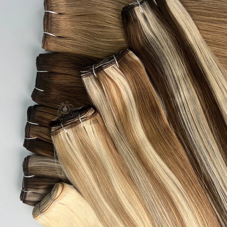 Balayage Remy Machine Weft,Cuticle Align Virgin Bundle Hair Vendors,Double Drawn Sew In Human Hair Wefts