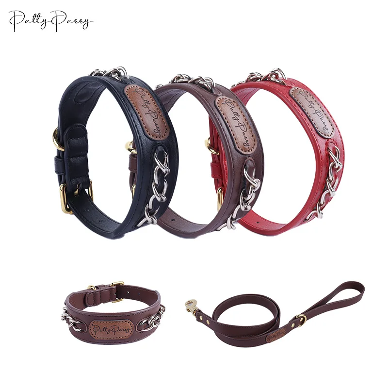 Premium Love Gift Pu Leather Dog Collar With Name, ID Tag