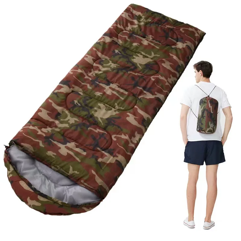 Outdoor Autumn spring  winter Envelope Sleeping Bag Factory Wholesale Padded Warm Portable Camping Gear for Adult 1.8KG