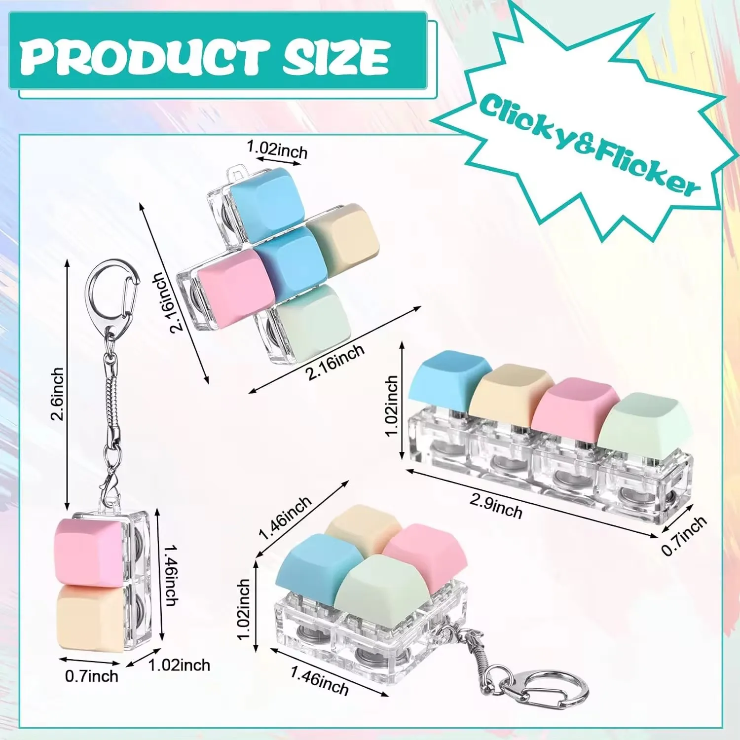 Wholesale Custom Design Logo Mechanical Keyboard Keychain Keycap Relieve Stress Switches Key Chain Decompression Keychain