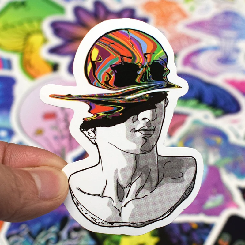 60/120PCS Colorful Psychedelic Cartoon Sticker for Laptop Skateboard Car Bike Fridge Guitar Trippy Stickers Pack for Kids Toy
