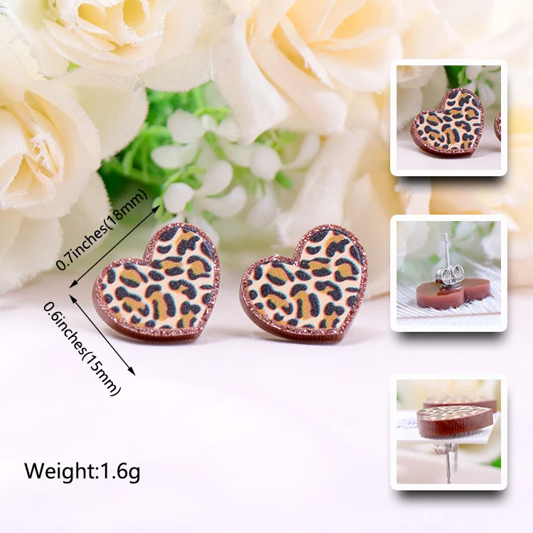 ERS336ER1342 Valentine Statement Earrings For Girl Laser Cut Heart Stud Earrings Lover Acrylic Jewelry