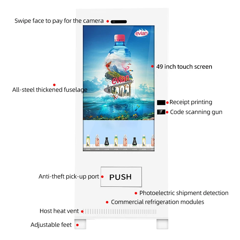 water vending machine for drinks and snacks