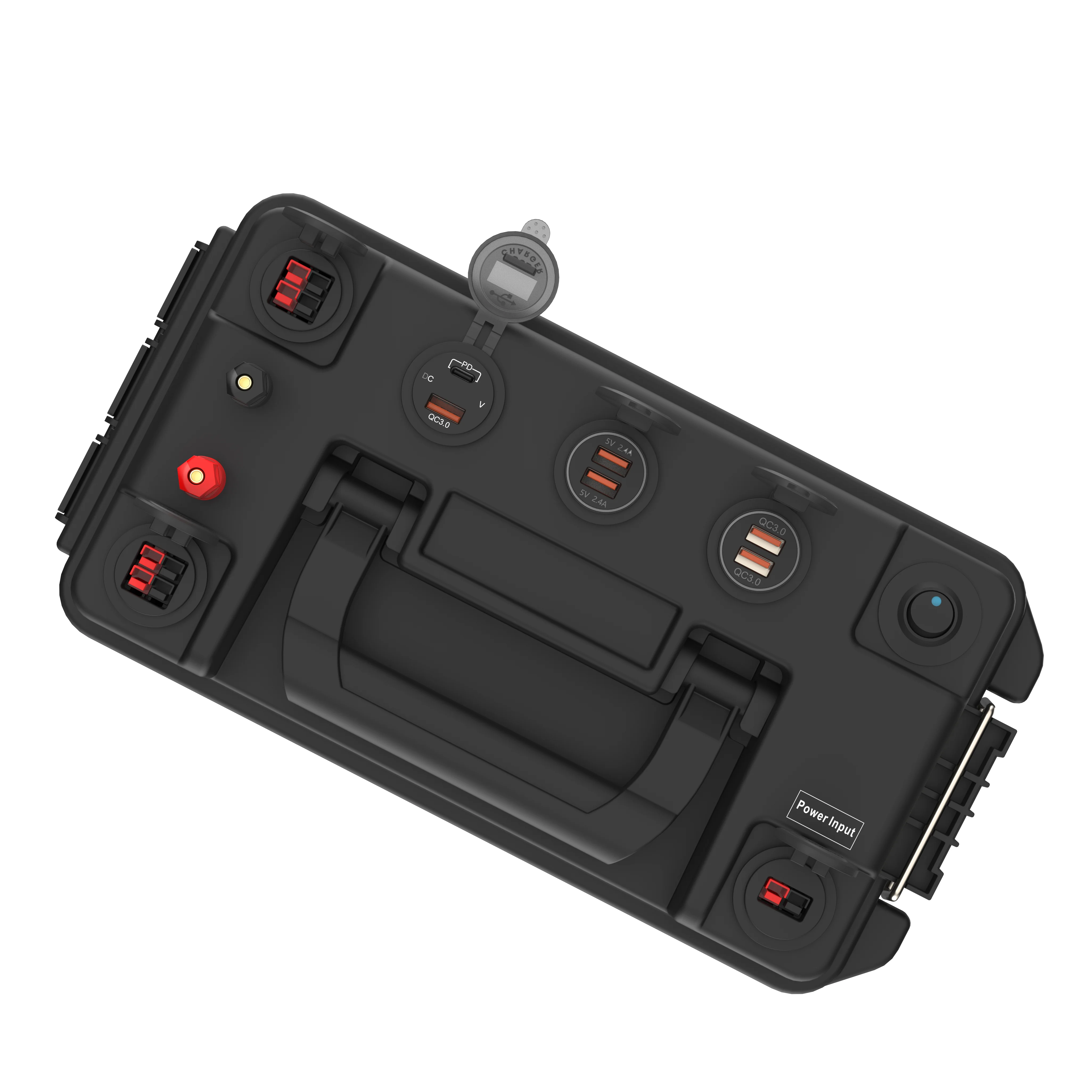 Outdoor Camping Plastic Diy Battery Case Portable Dual Usb Solar Power 12v Hunting Battery Box diy