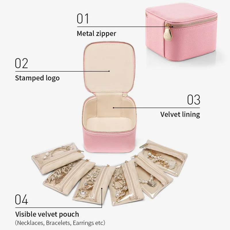6 in 1 Travel Leather Jewelry Packaging Box Organizer for Necklace Earrings Display Jewelry Holder Custom