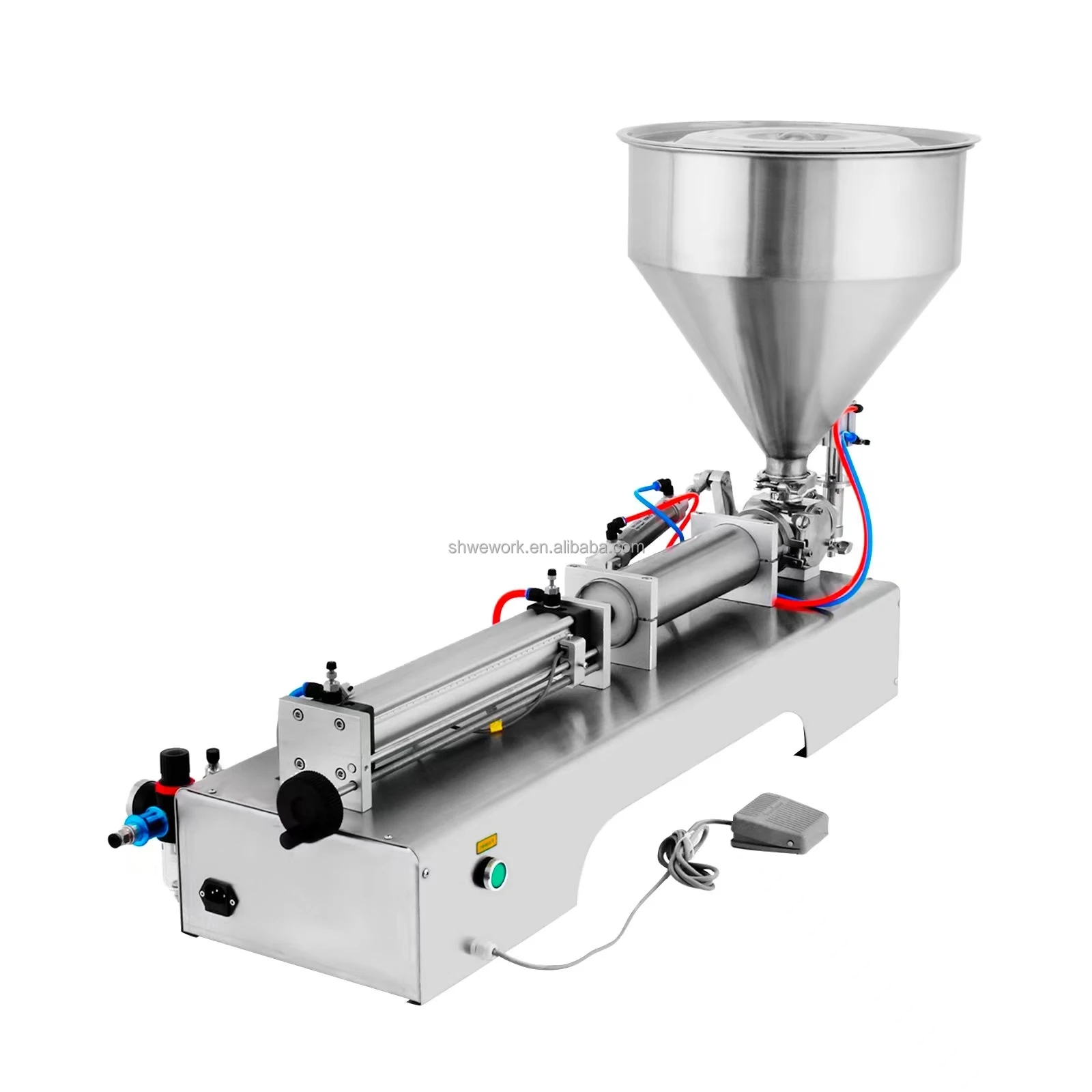 WeWork 50-500ML Pneumatic Liquid Paste Filling Machine Horizontal Cream Filling Machine with 30L Hopper liquid Filling Machine
