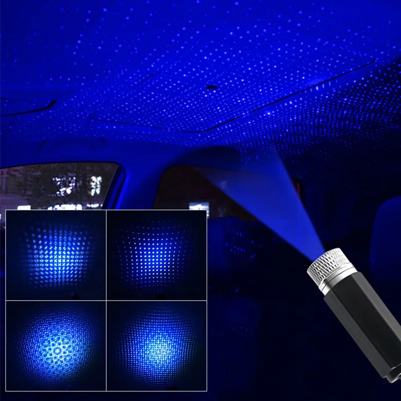 Lonvel Blue Atmosphere Light 100mw USB Car Projector LED Starry Sky Projector Lamp Decorative Car Roof Top Ceiling Star Light