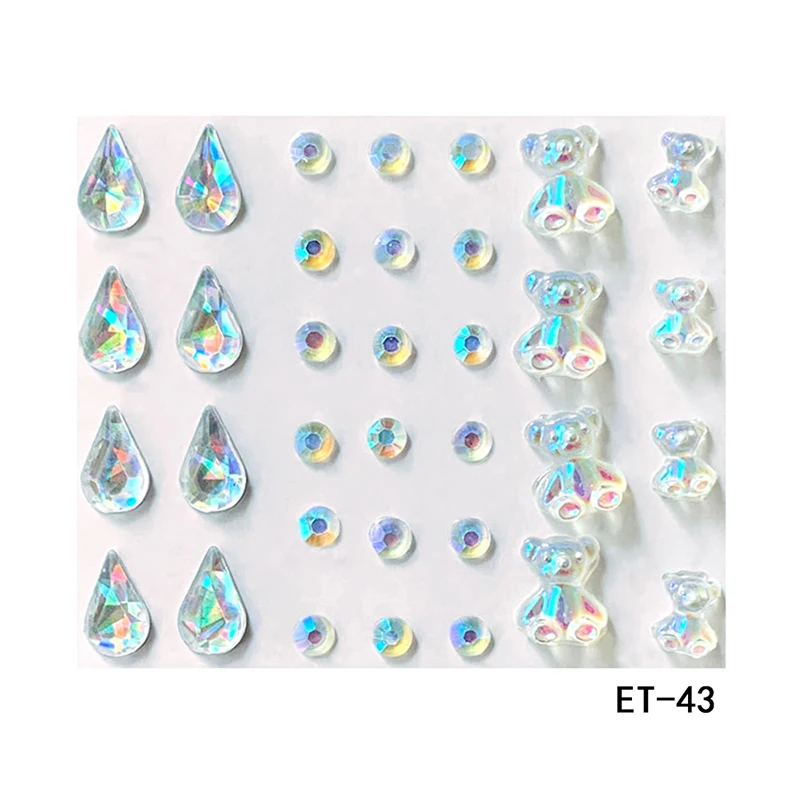 New Design 26 Styles Single Glued DIY Eye Jewel Stickers Forehead Face Crystal Rhinestone Acrylic Gems Decorative Stickers