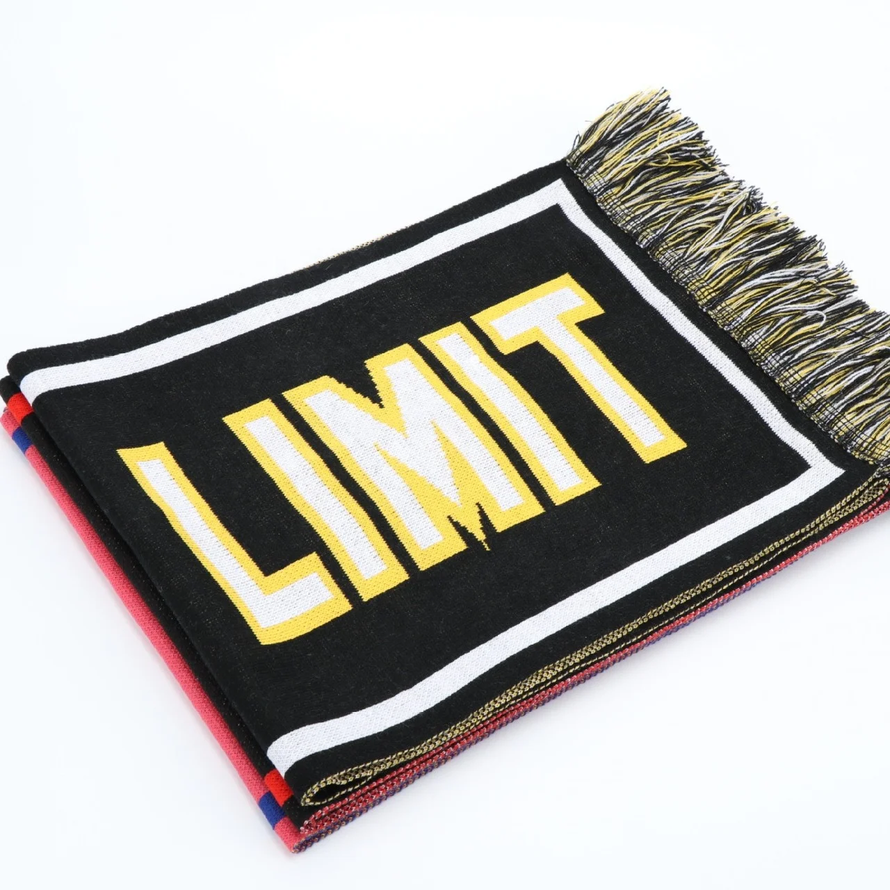 three color knitted jacquard scarf  with custom logo word of big scarf