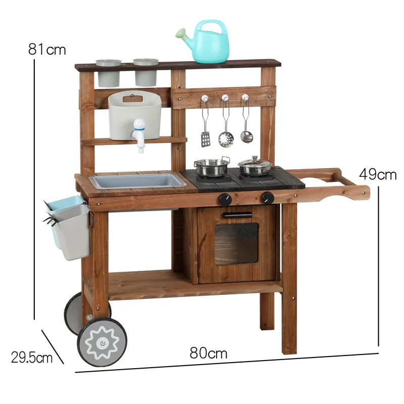 Outdoor kitchen toys interactive educational role play wooden simulation kitchenware wholesale