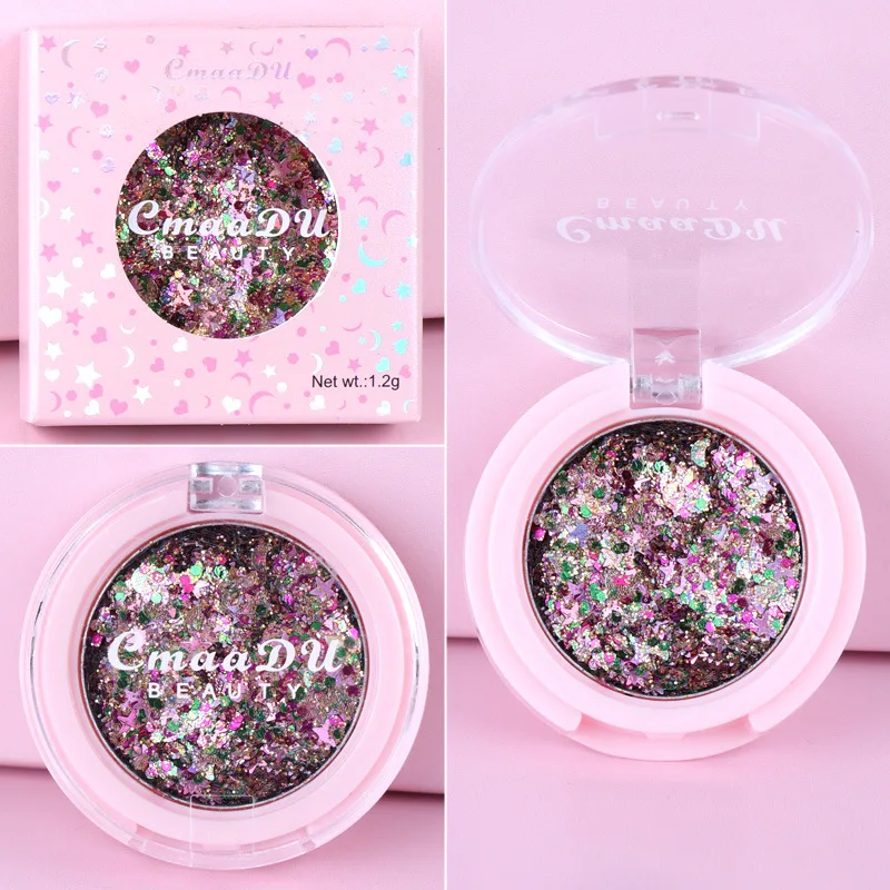 
Custom Logo Eye Shadow Monochrome Glitter Powder Sequins Eyeshadow Star Moon Diamond Eye Shadow 
