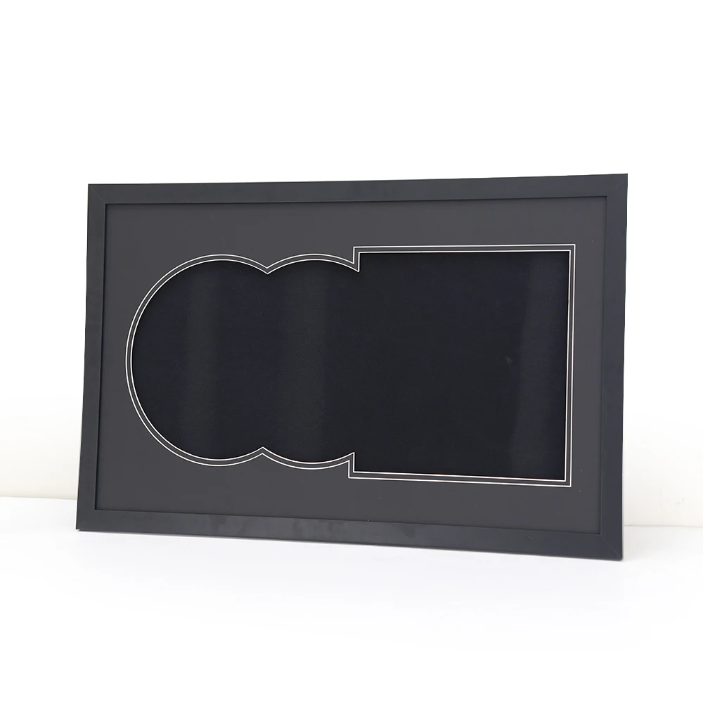 Wood Frame Black Grooved Double Layer Record CD Display Rack With White Matte And Glass For Collecting