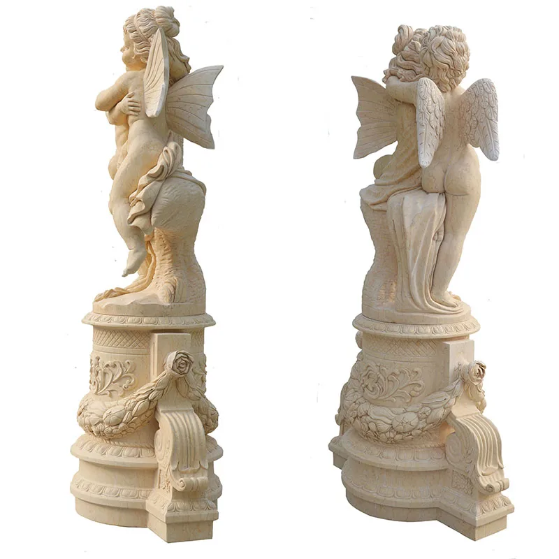 Natural beige color marble statue, angel baby statue sculpture